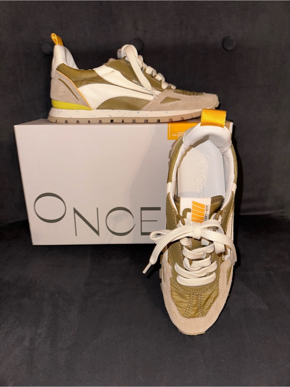 ONCE Olive & Cream Women's Lace-Up Sneakers